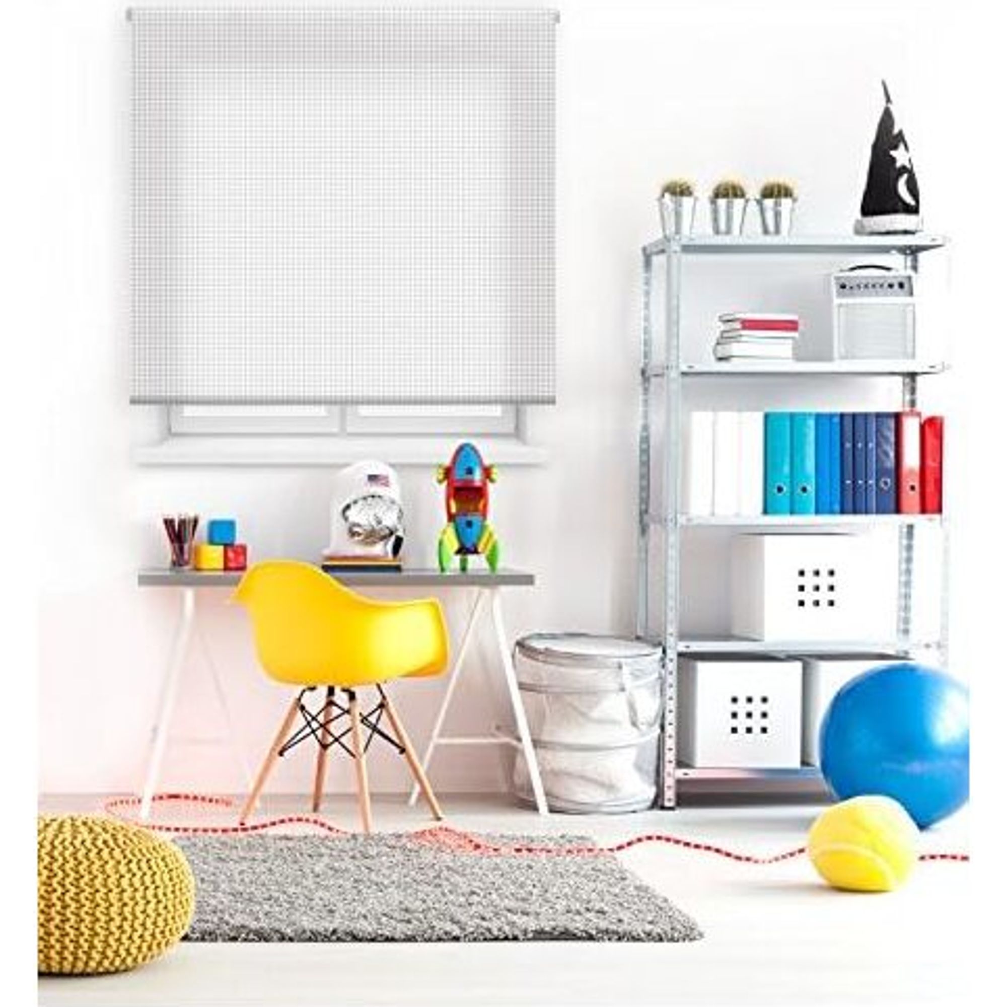 ECOMMERC3 | Tenda a rullo traslucida misura 110x180 - Tenda a rullo a quadretti Grigia - 2