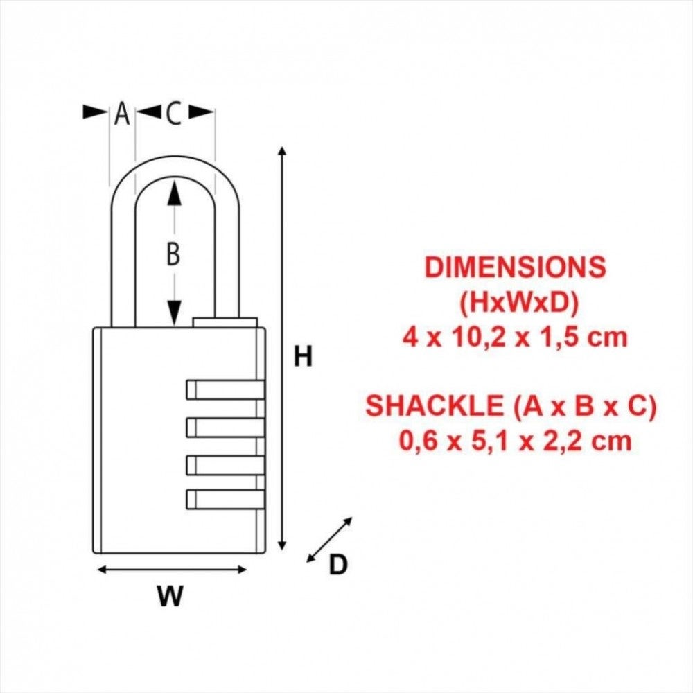 Cadenas à combinaison programmable MASTER LOCK alu 40mm anse d.6xh.51mm - 5
