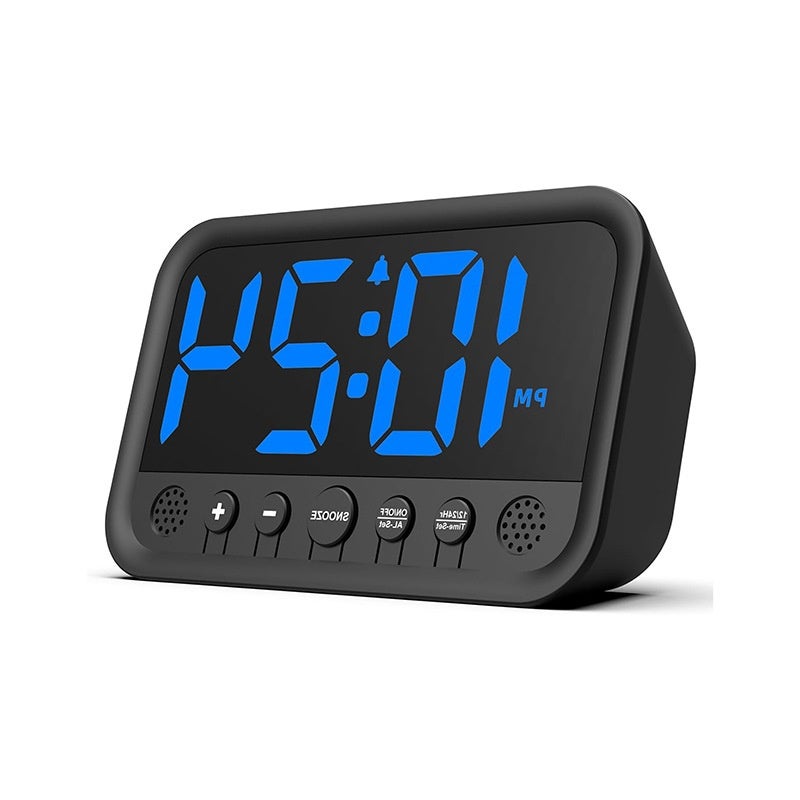 Geieold Réveil Numérique LED Multifonction – Charge Sans Fil, Température/Humidité, Design Bois Marron