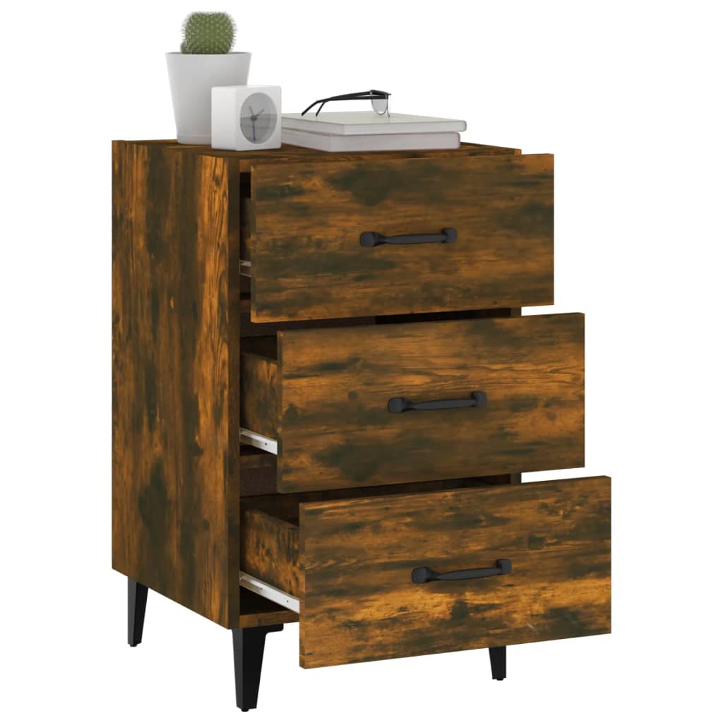 vidaXL Table de chevet chêne fumé 40x40x66 cm bois d'ingénierie - 6