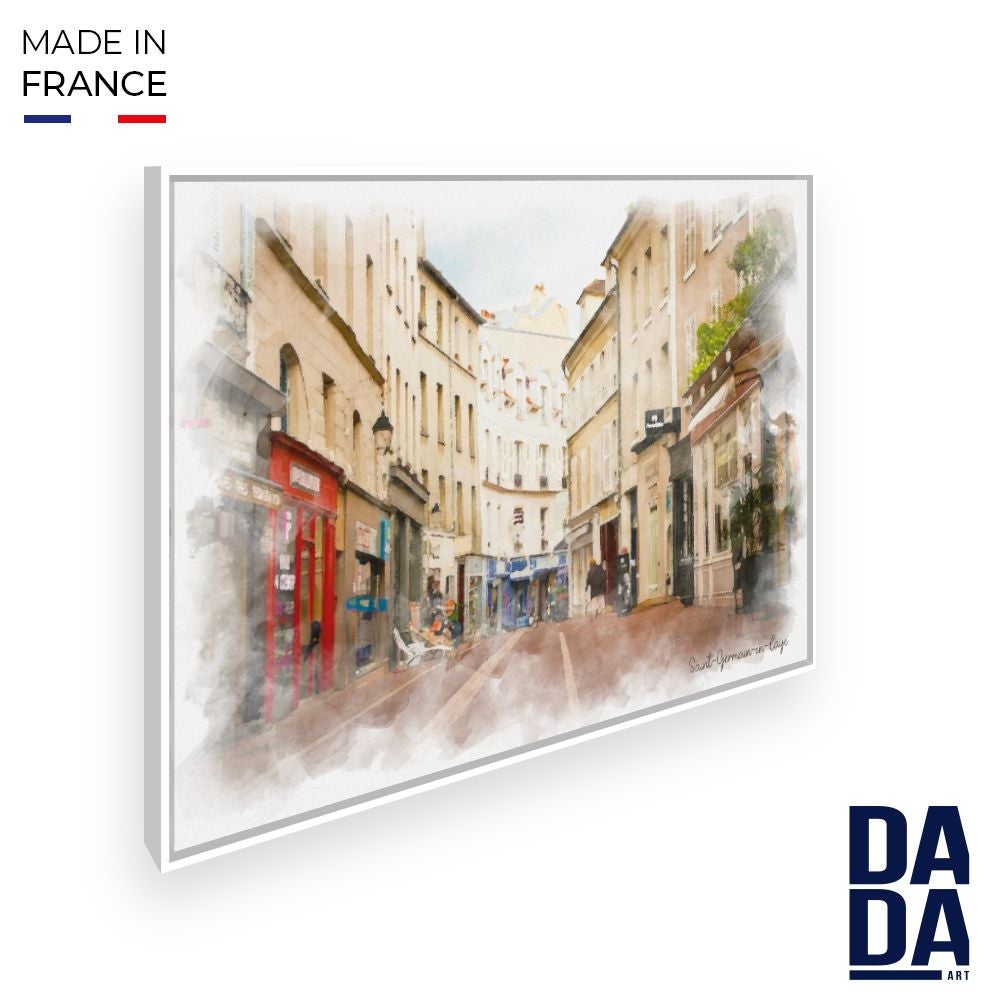 Tableau Rue de Saint-germain-en-laye / 45x60cm / Cadre Blanc / Fabriqué ...
