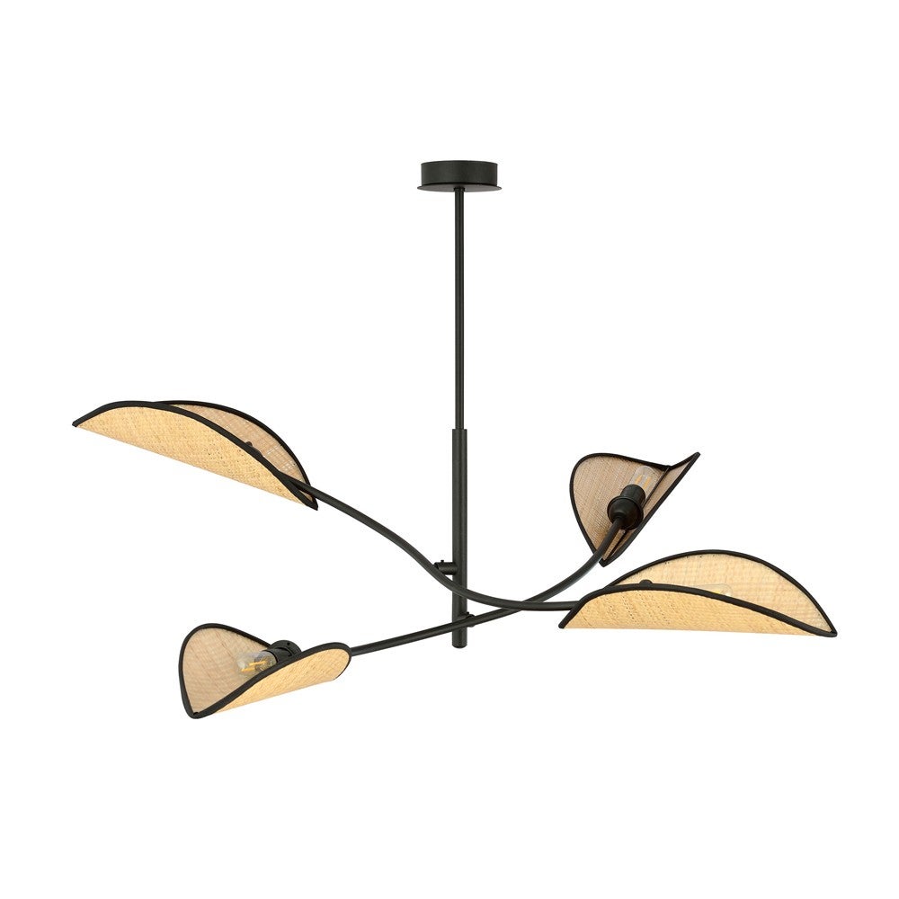 Zyrandol rattanowy 4 światła w kształcie liścia 4xE14 ø102cm, Flik