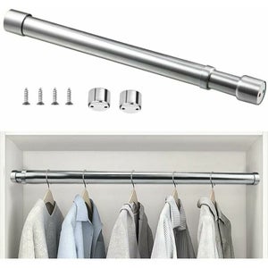 Tringle à Vêtements Murale Extensible 45-66 Cm - Diamètre 25 Mm - Acier Inox - Blanc