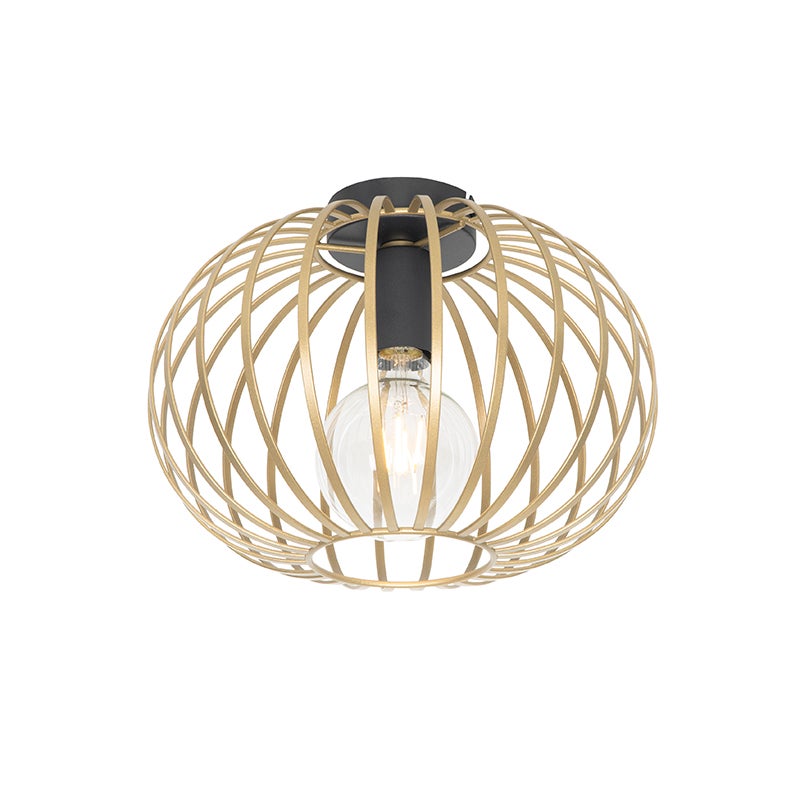 Qazqa designerski plafon - Johanna - złoty/mosiężny, okrągły, max. 40w, kompatybilny z żarówką LED, e27, 30cm oświetlenie
