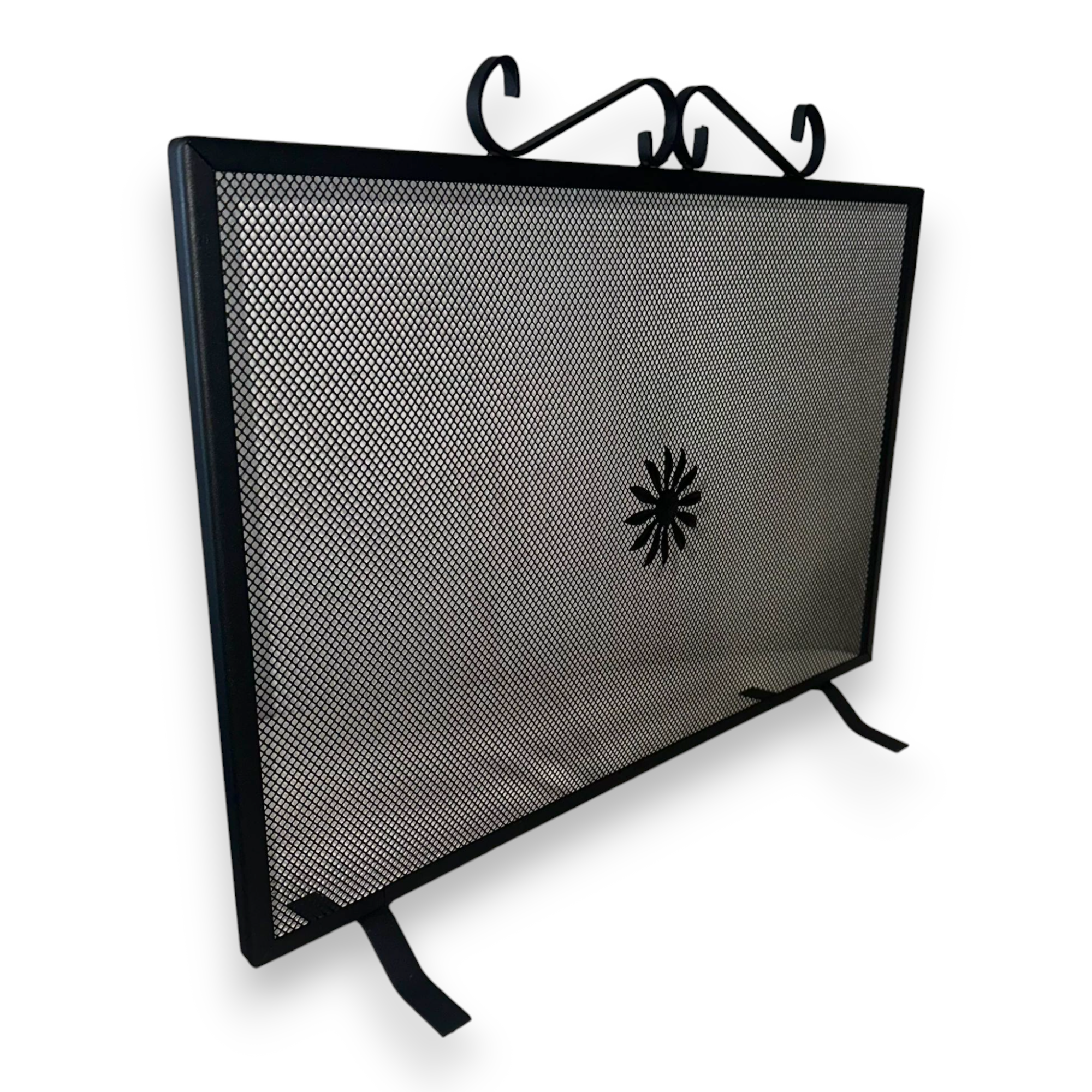 Parascintille Per Camino In Ferro Battuto Nero 70x50cm - Decorativo E Sicuro