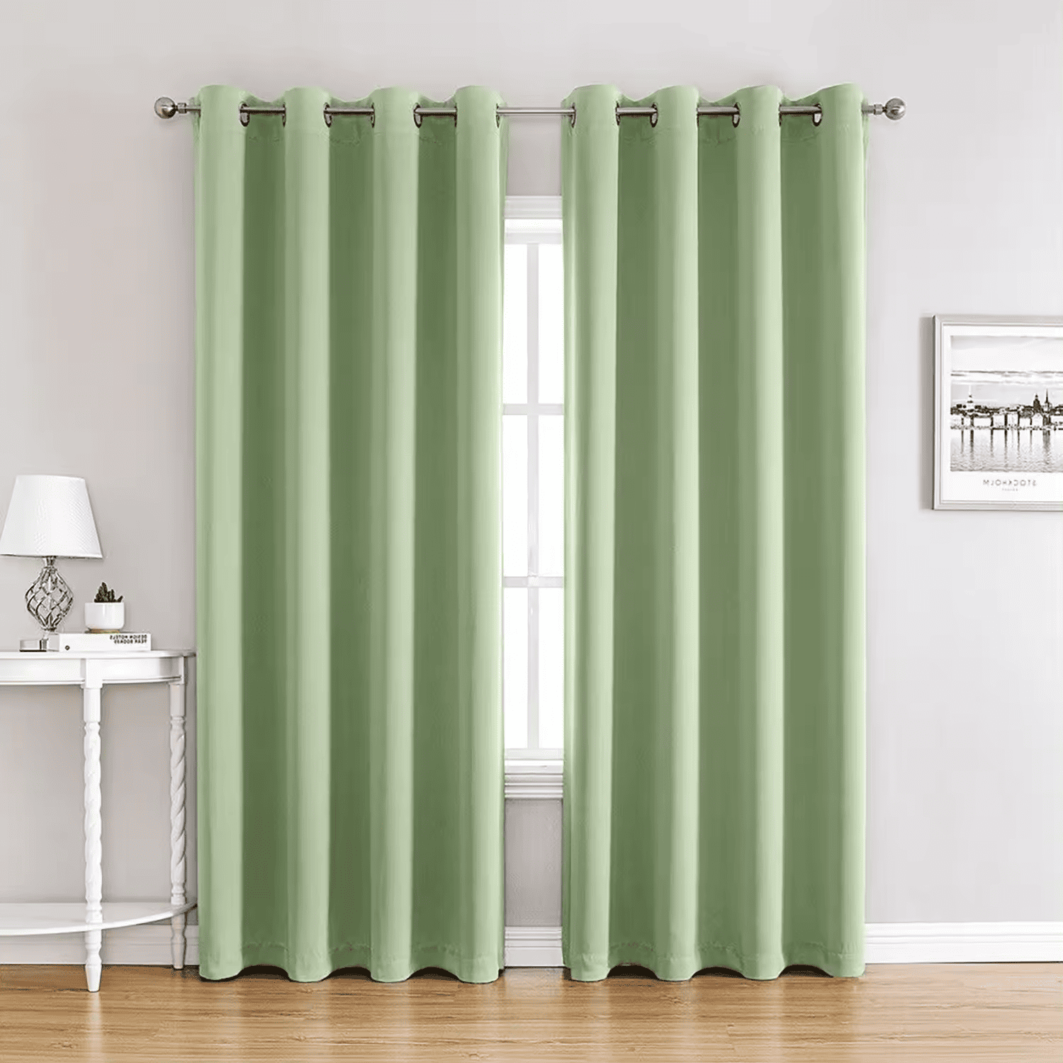 Cortinas opaca foscurit gruesa y suave 140x260cm resistente al calor y la luz, color pistacho (2 piezas)