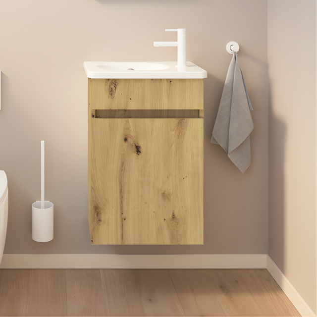 Meuble WC lave-mains BURGBAD Joline chêne