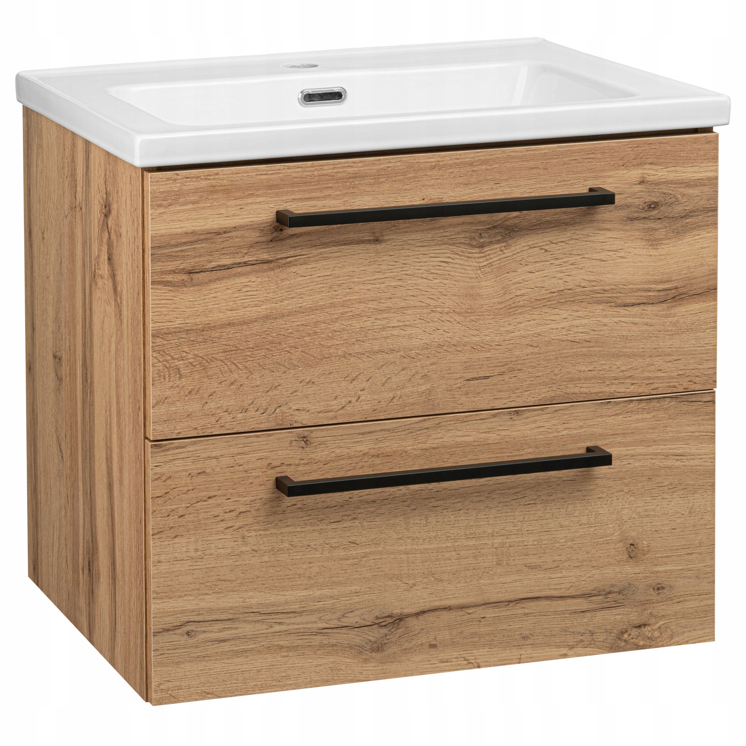 Szafka łazienkowa z umywalką wisząca pod umywalkę dąb wotan 60 cm zestaw