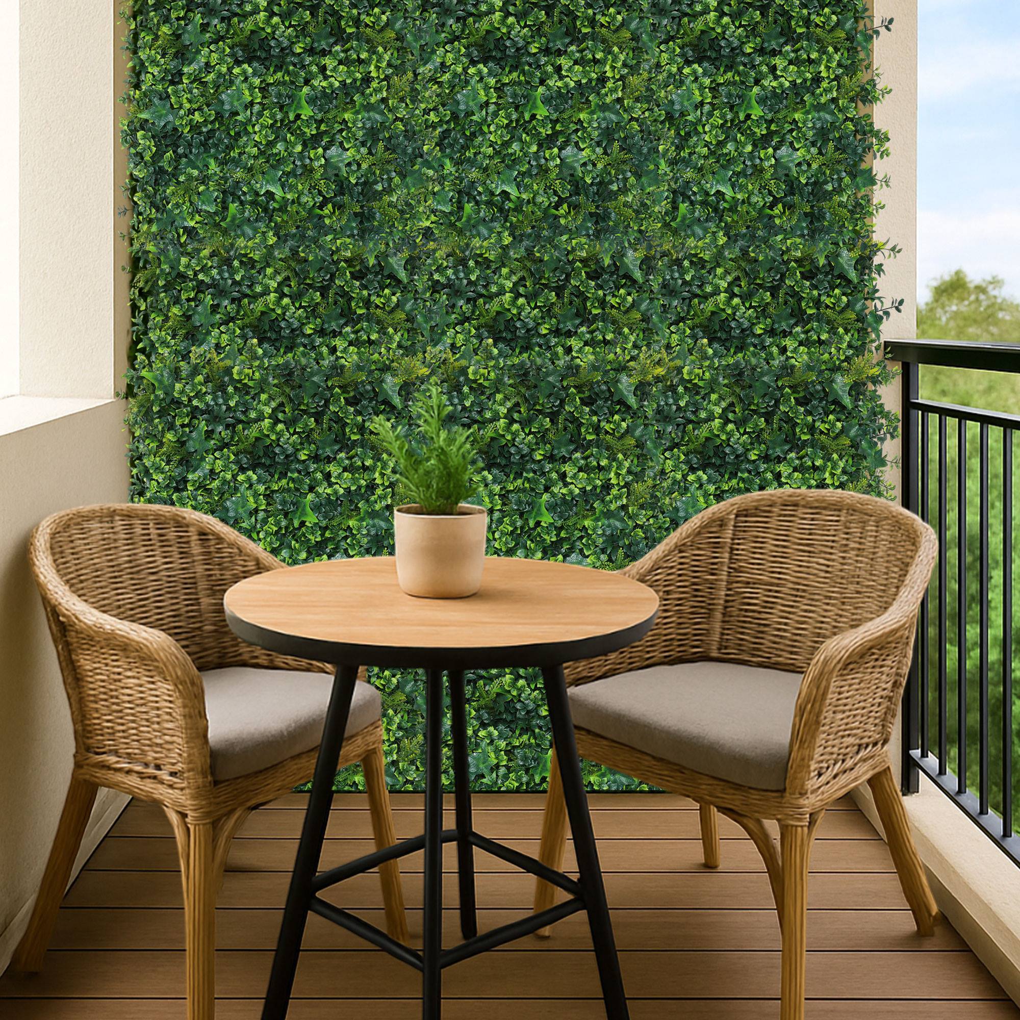 WellHome Seto Artificial 100x100cm, Jardin vertical de hojas Verdes Mixtas - 4