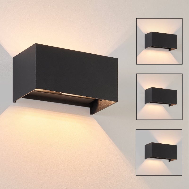 NETTLIFE Czarny kinkiet LED IP65, regulowane ciepłe białe światło G9, kinkiet wewnętrzny/zewnętrzny do salonu