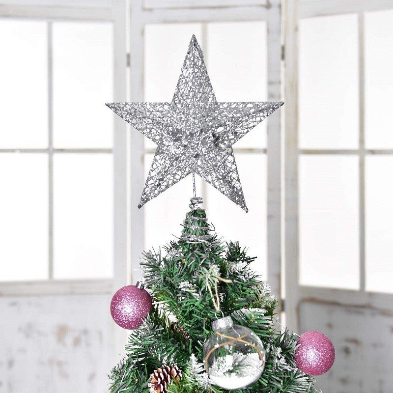 Décoration de sapin de Noël, décoration de Noël, décoration de sapin de Noël en forme d'étoile, ornements de sapin de Noël, argent - 2