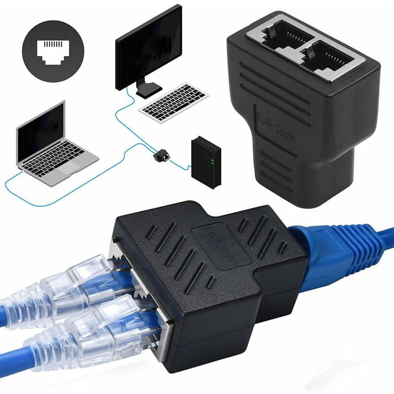 Adapter Rj45 1 na 2 porty żeński na żeński Złącza sieciowe rozszerzenia Internetu Obsługa kabla Ethernet Cat5 Cat5e Cat6 Cat6e Cat7