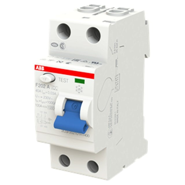 interrupteur différentiel - abb f202 - 2 pôles - 40a - 30 ma - type ac - abb 2csf202001r1400