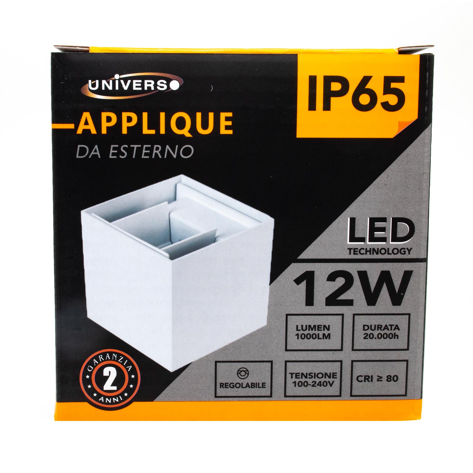 Applique murale d'extérieur LED Cube 12 W, étanche IP65, angle d'éclairage réglable, noir, lumière naturelle 4000K - 10