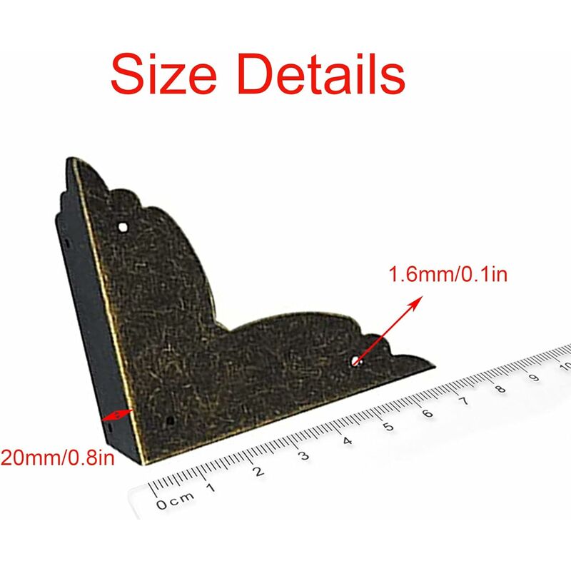 8 pièces Vintage Protecteur Décoratif d'angle en Fer protecteurs d'angle en métal pour Meubles De Protection d'angle De Meuble en Bronze 70*70*20mm - 2
