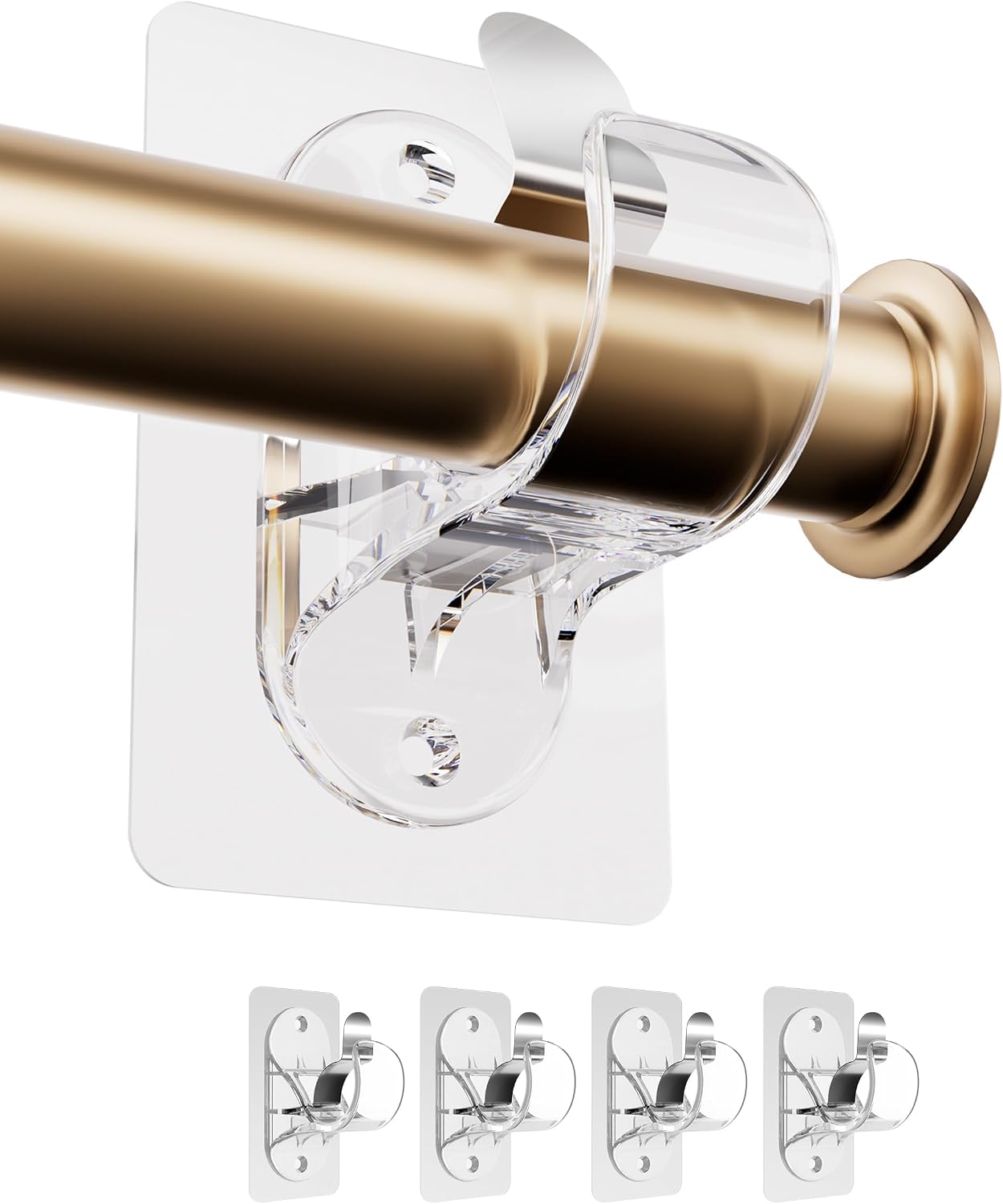 Support de tringle à rideaux sans perçage (Transparent, 4 pièces ...