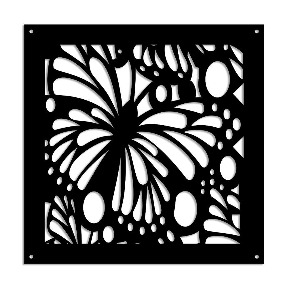 MOTYL - Panel perforowany z PVC - Osłona przeciwsłoneczna - Rozmiar 98x98 cm - Grubość 1 cm - Kolor CZARNY