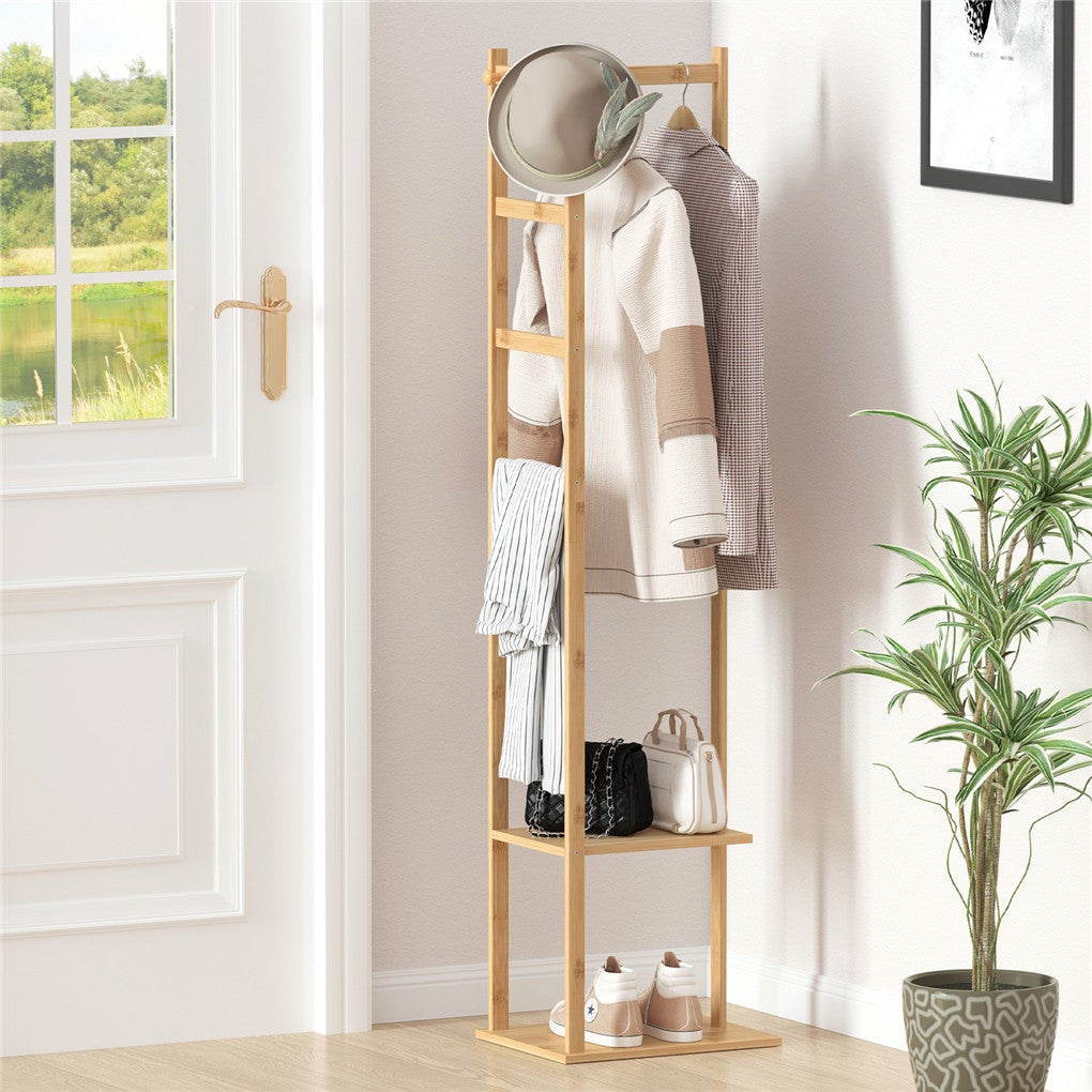 Porte-Manteau Sur Pieds en Bambou, 155 x 38 x 30cm, Charge max 35kg Pour Maison Chambre Salon - 3