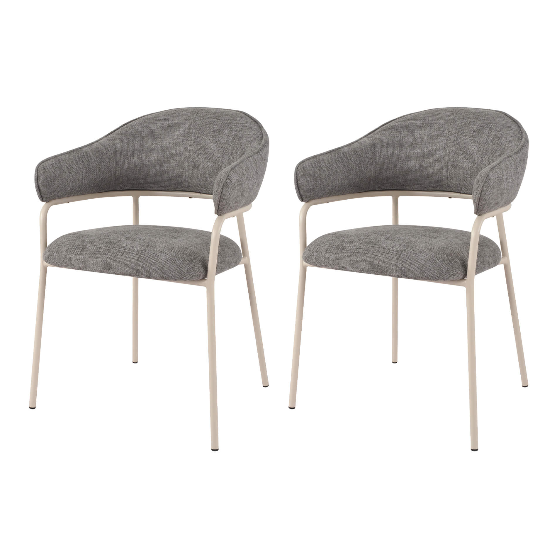 Krzesła Rebecca Mobili Cadetia 82,5x57x56,5 Tkanina poliestrowa Stal Szary Biały Nowoczesny ZESTAW 2 sztuki