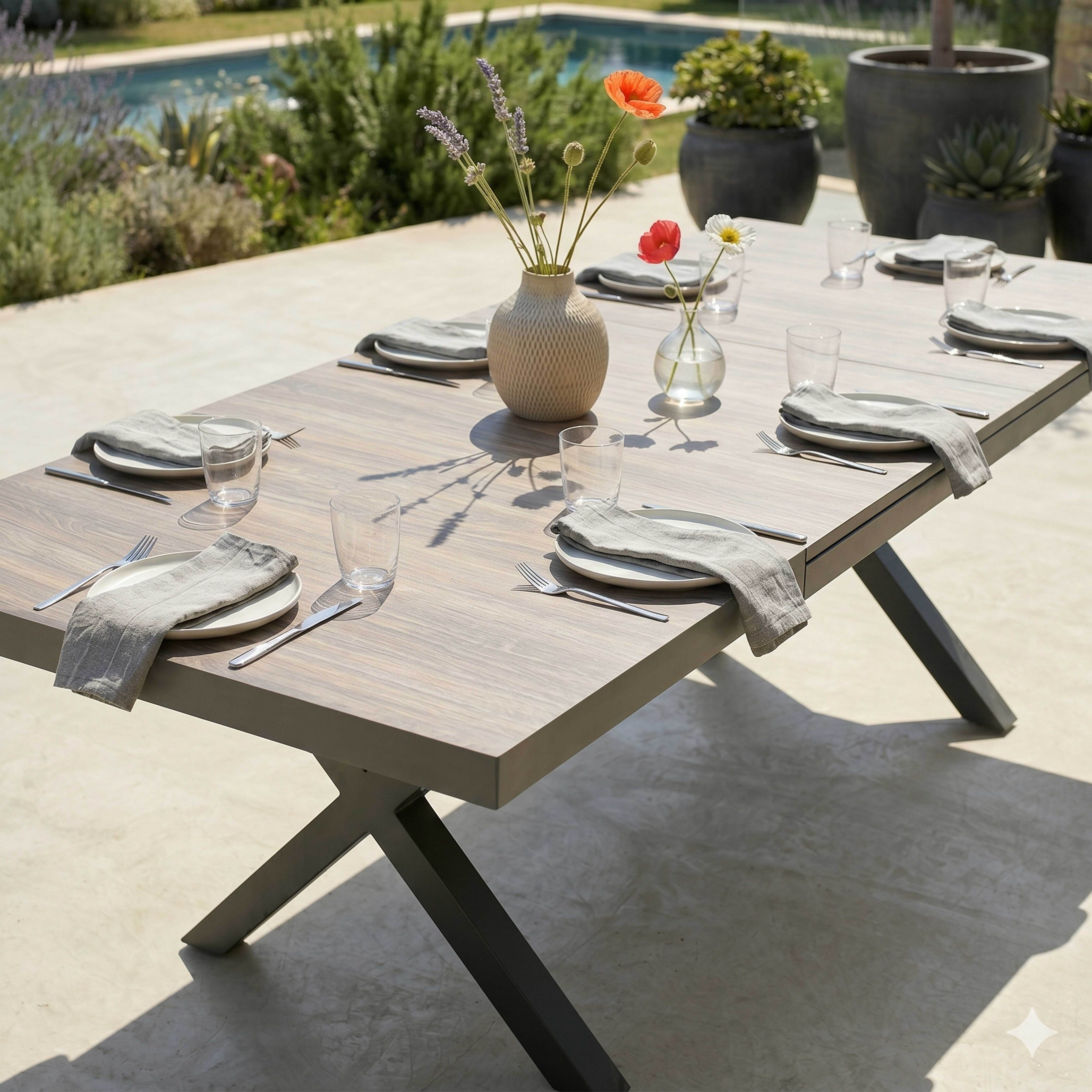 Table extensible aluminium et céramique avec 10 chaises , Tivoli - Oviala - 4