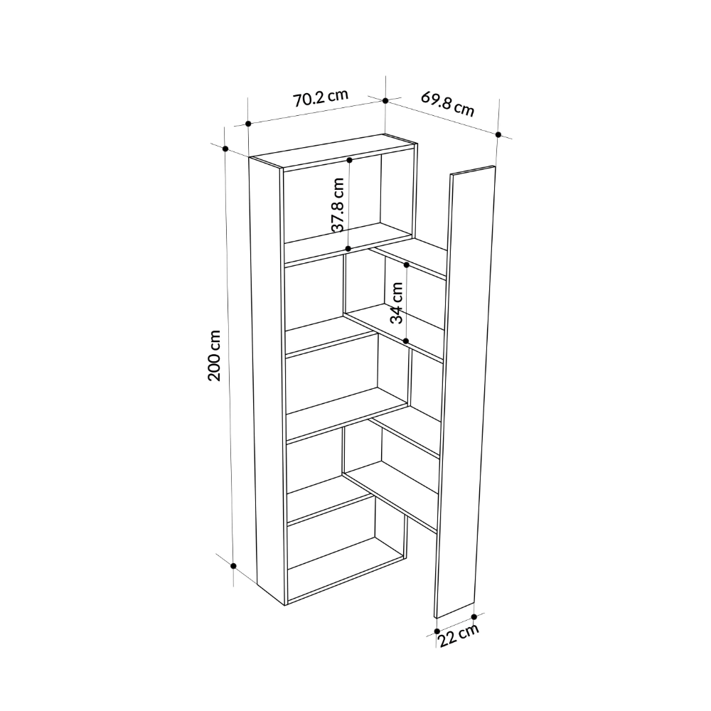 Libreria estensibile angolare Wish 72x22x200h colore rovere - 9