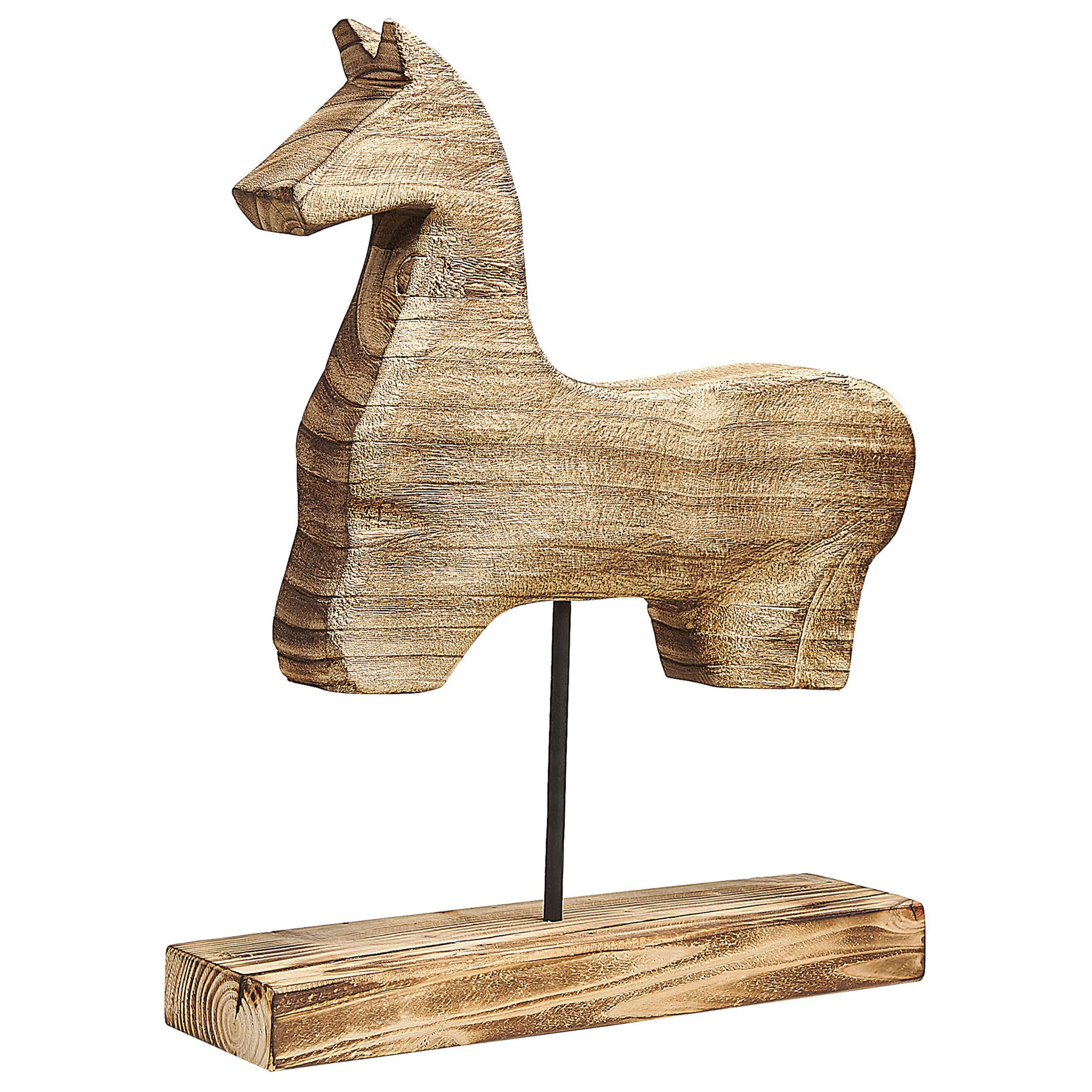Beliani figura decorativa colima madera de paulownia campestre rústico madera clara