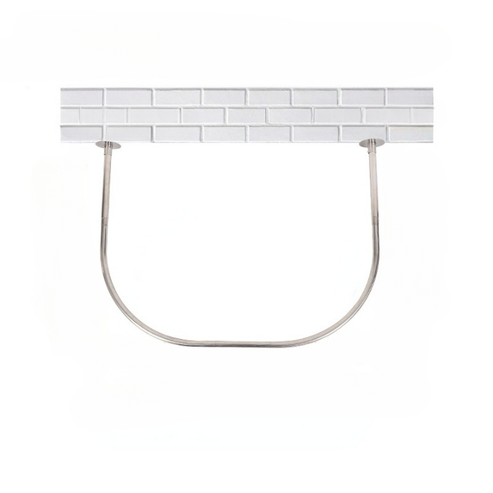 Barre De Douche En U Sans Perçage - Acier Inoxydable, Longueur Réglable (env. 70-120cm?), Montage Par Pression, Design Moderne