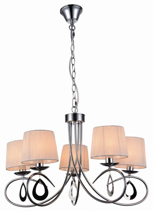 Lampa wisząca Arnika chromowana-biała 5xE14x40W wym: 120 x 72 x 72 cm metal Candellux