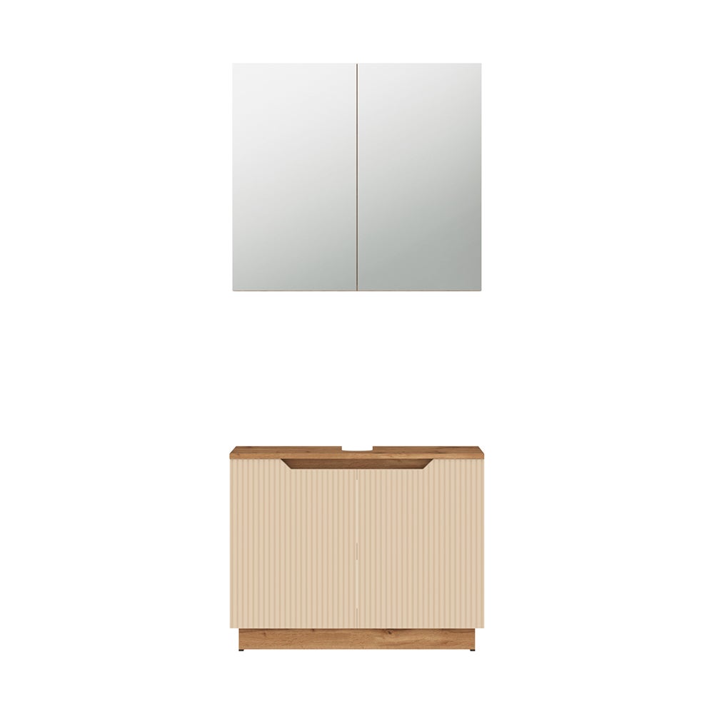 Vicco Zestaw mebli łazienkowych Lotta, Dąb/kaszmir w paski, 2 części