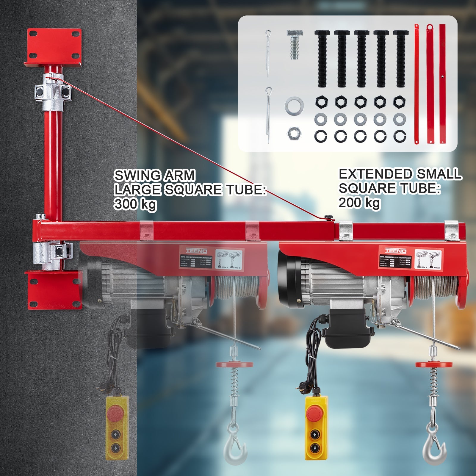 TEENO Treuil Electrique et Bras de support de palan électrique,Chevre de Levage 220v 1450W - 6