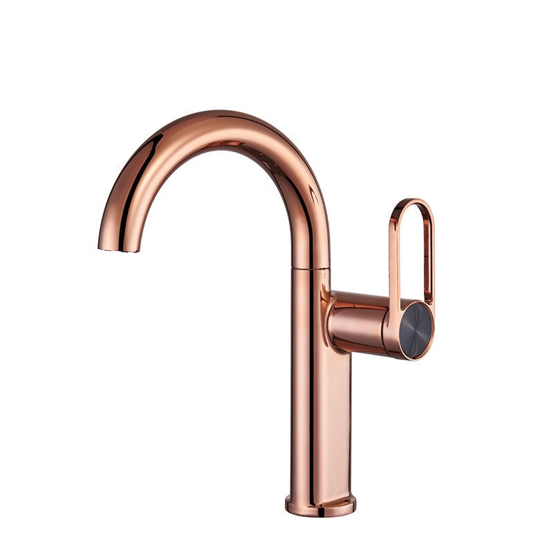 Robinet Mitigeur Lavabo Salle De Bain ZYCDP - Poignée Unique, Laiton, Noir Or Rose - Installation Sur Plan