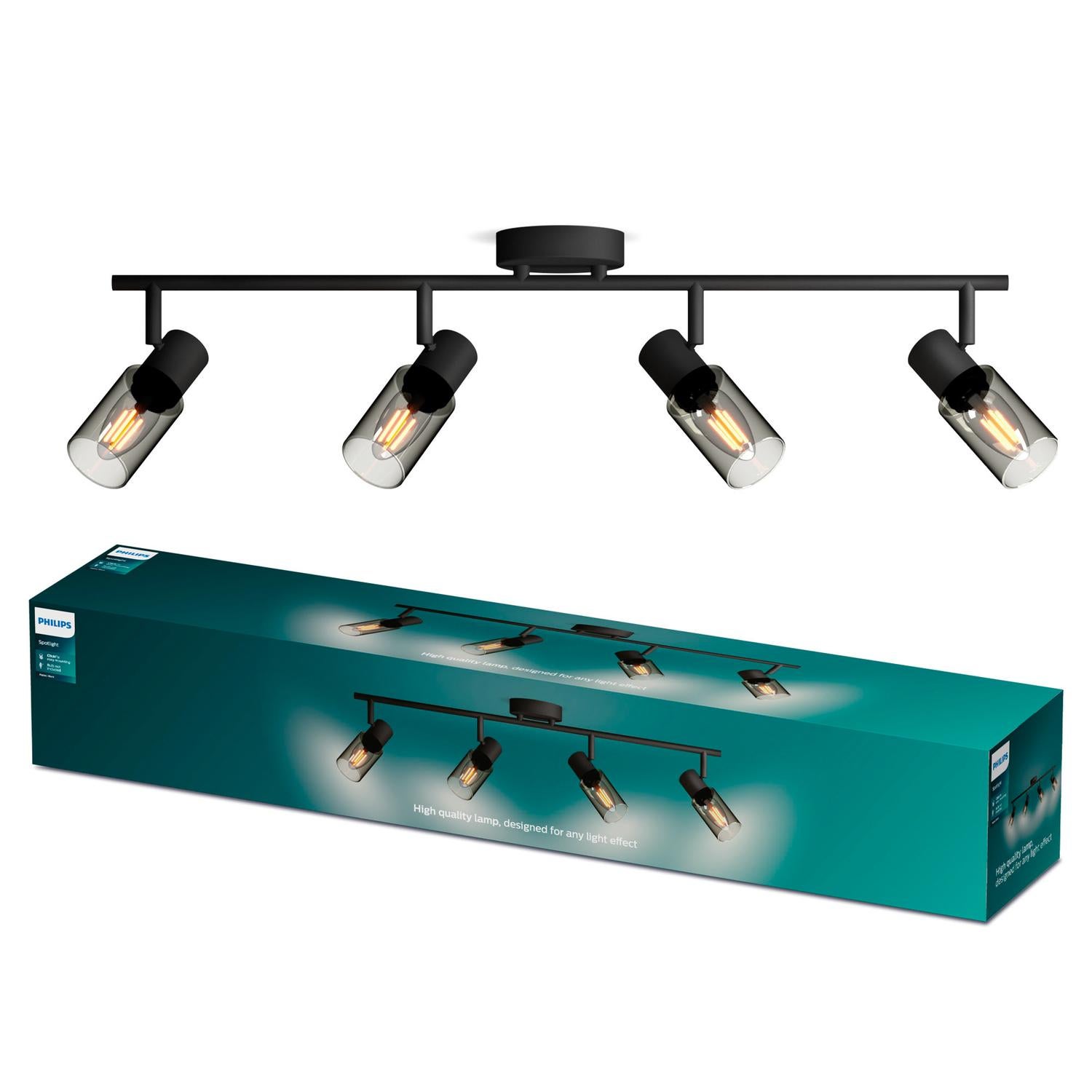Lampa Sufitowa Philips Reflektor 4x E14 Natynkowa Czarna 1 szt.