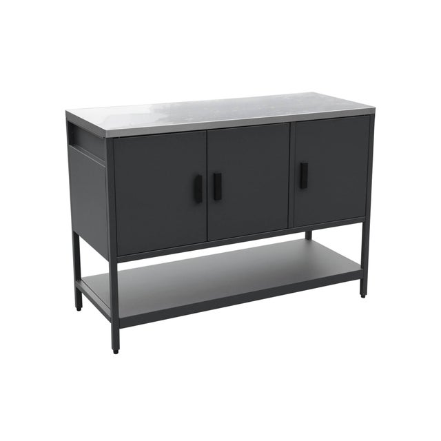 Cozinha externa em aço 3 portas e 1 prateleira, 120cm, Naxos, Preto, 120x51x87 cm