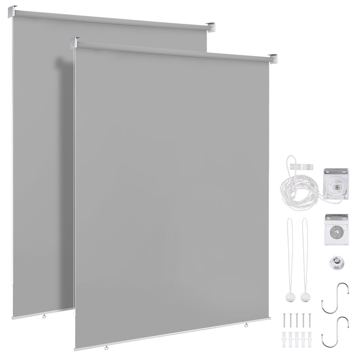 2x Roleta Pionowa Zewnętrzna 180x240 cm na Balkon i Taras Ochrona Przeciwsłoneczna Wodoodporna 80% Jasnoszary