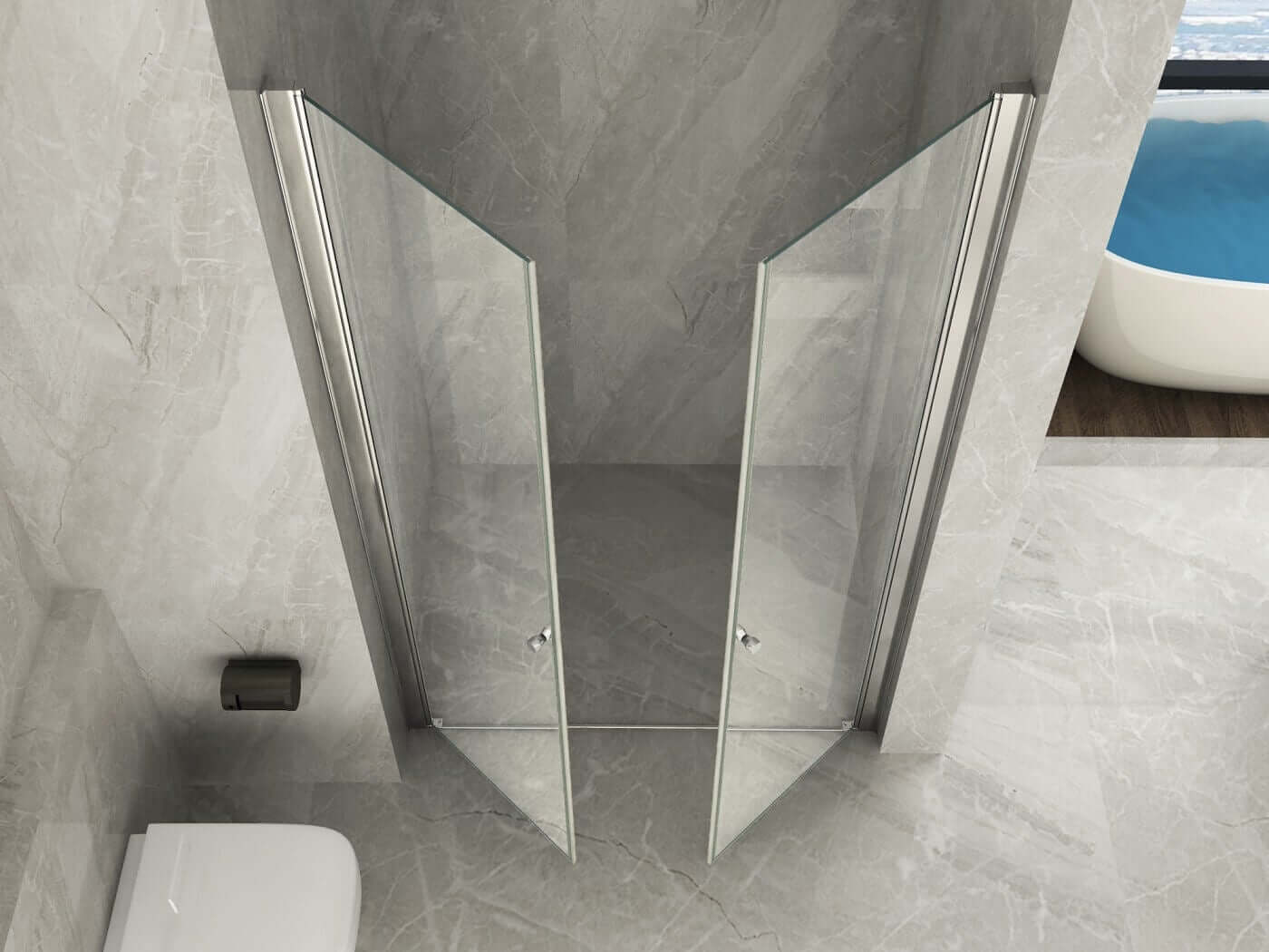 Porte De Douche Saloon Série Seychelles Modèle NS/2P - Blanc - 86/91 X H187 Cm