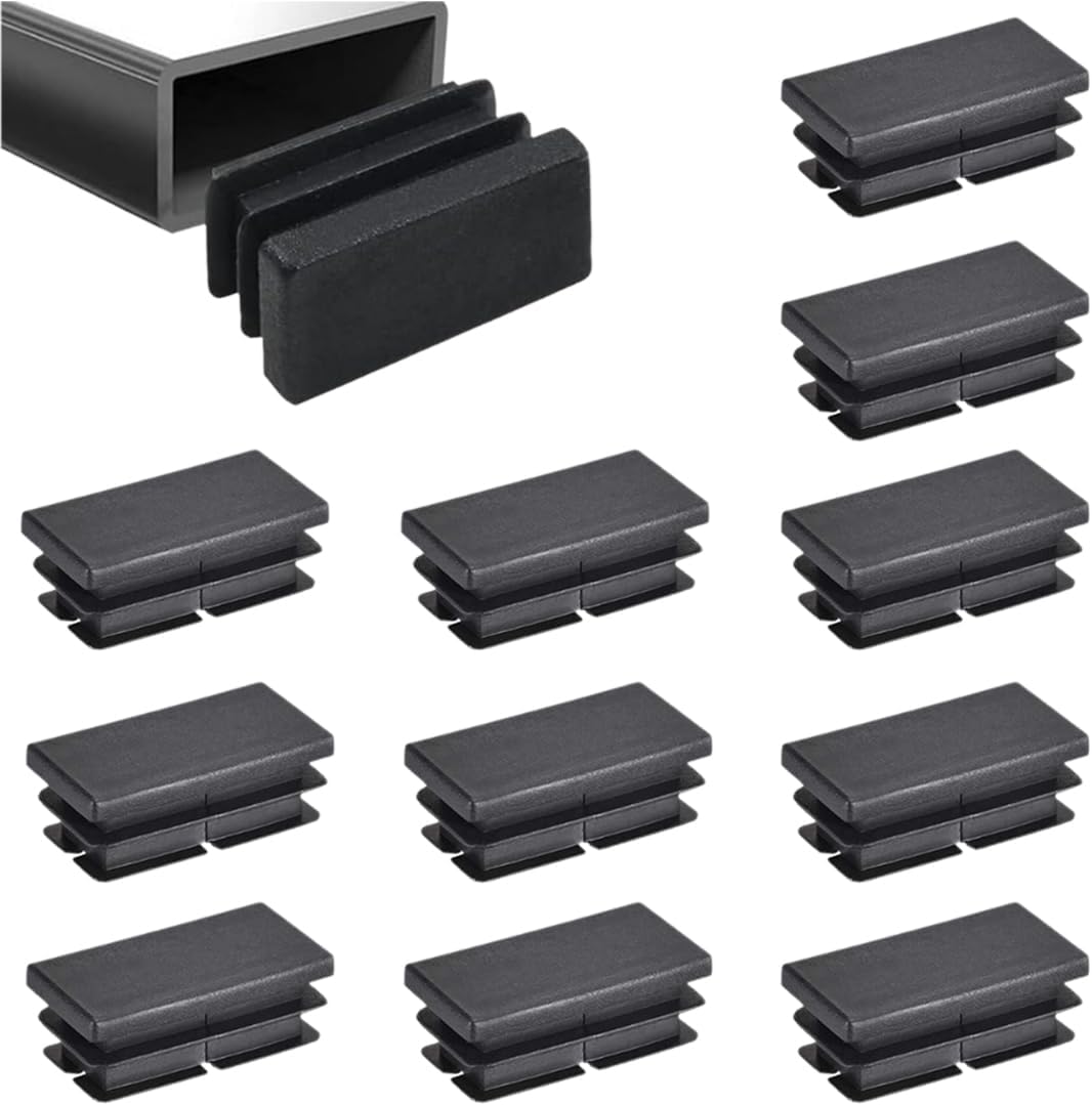 12 szt. zaślepek listwowych do rur prostokątnych, do rur metalowych, sof, krzeseł, stołów i półek, zaślepek na nogi krzeseł (40x20 mm)