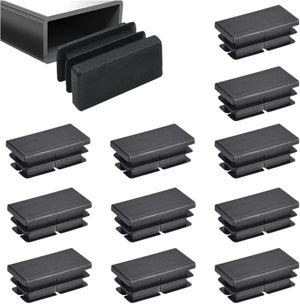 QWORK® 10 PCS Plastica terminali tappi, tappo per tubo rettangolare, per gamba della sedia, nera