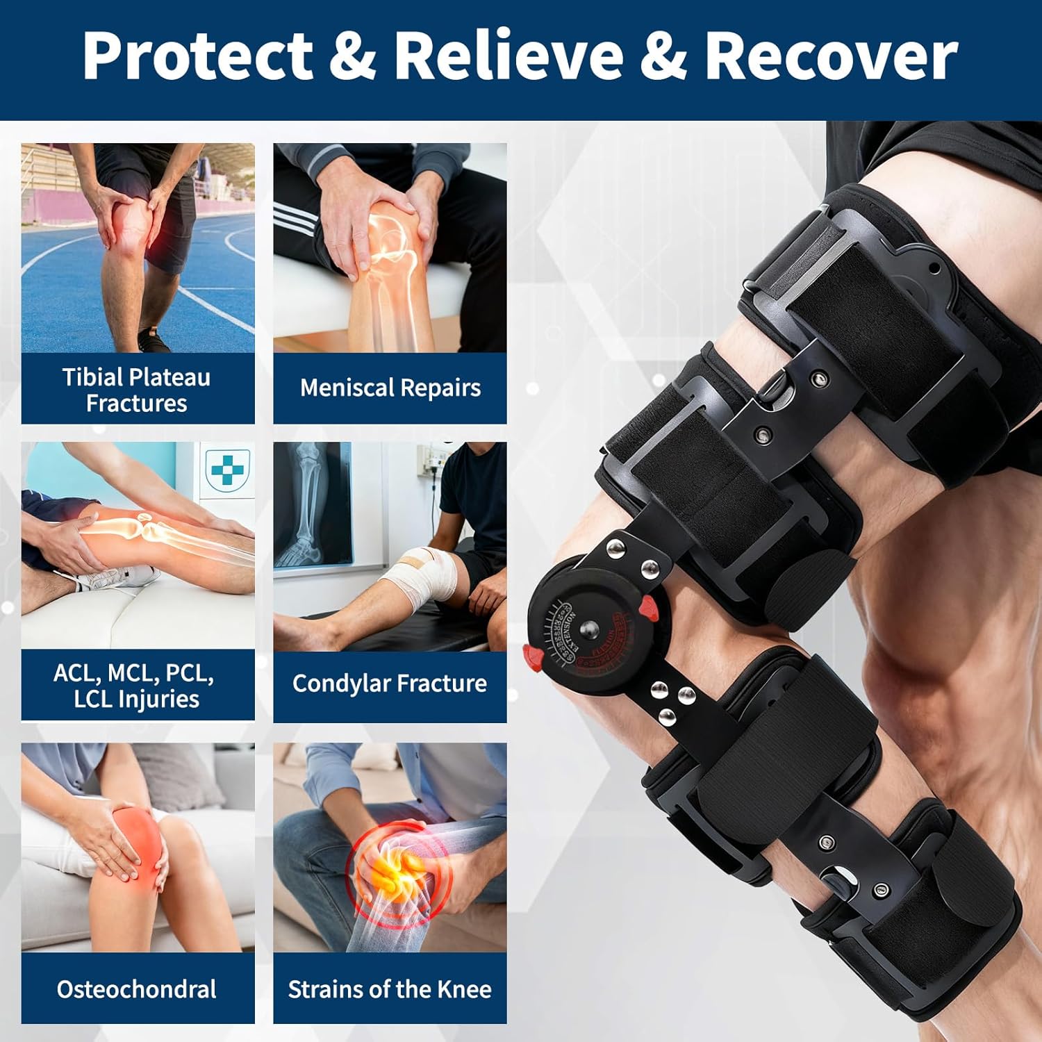 Genouillère articulée ajustable unisexe, stabilisateur latéral du ligament croisé antérieur, support pour déchirure du ménisque - 7