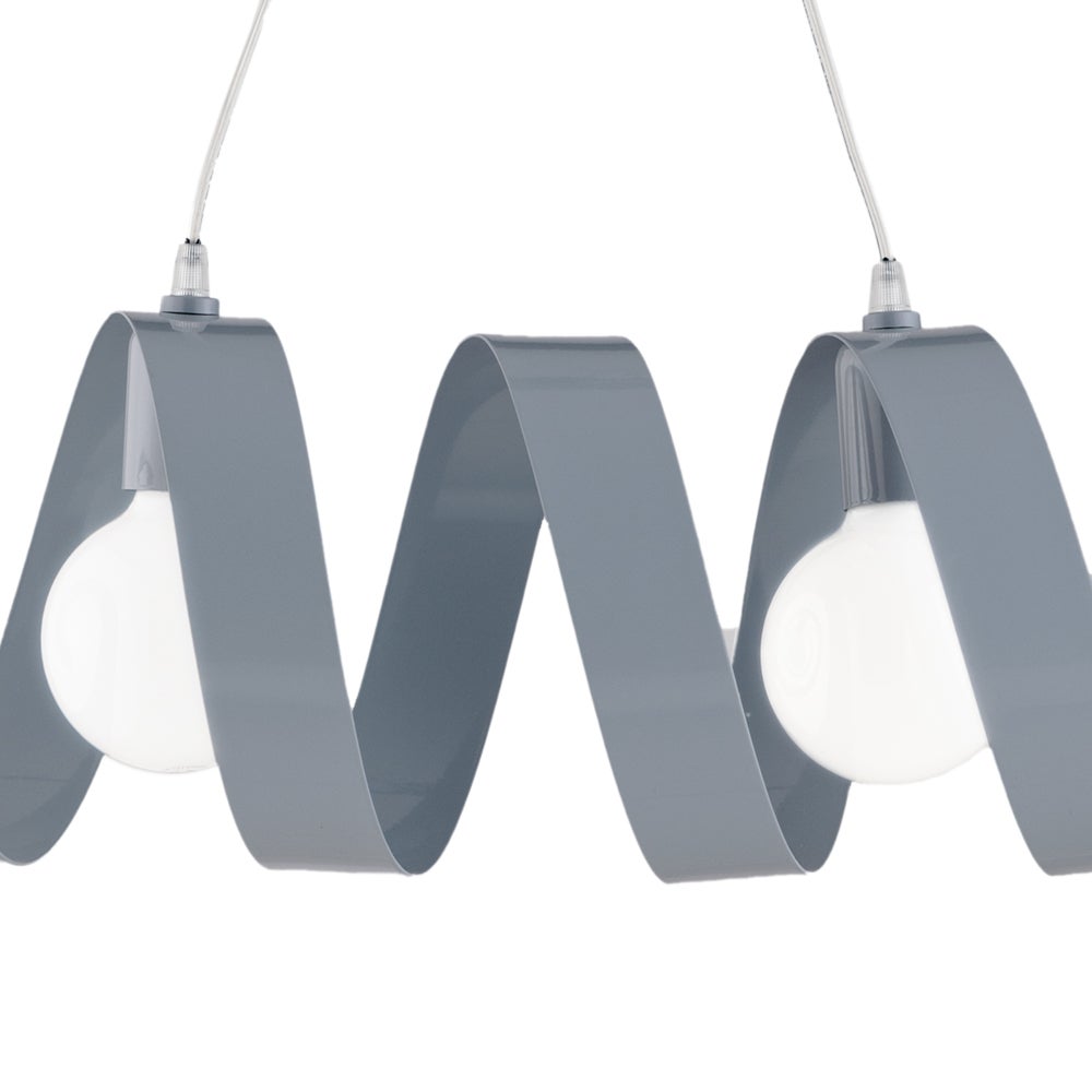 Helix Suspension en fer laqué gris mat avec câble électrique réglable 2 lumières L. 54 X 20 BL141-2-GR - 4