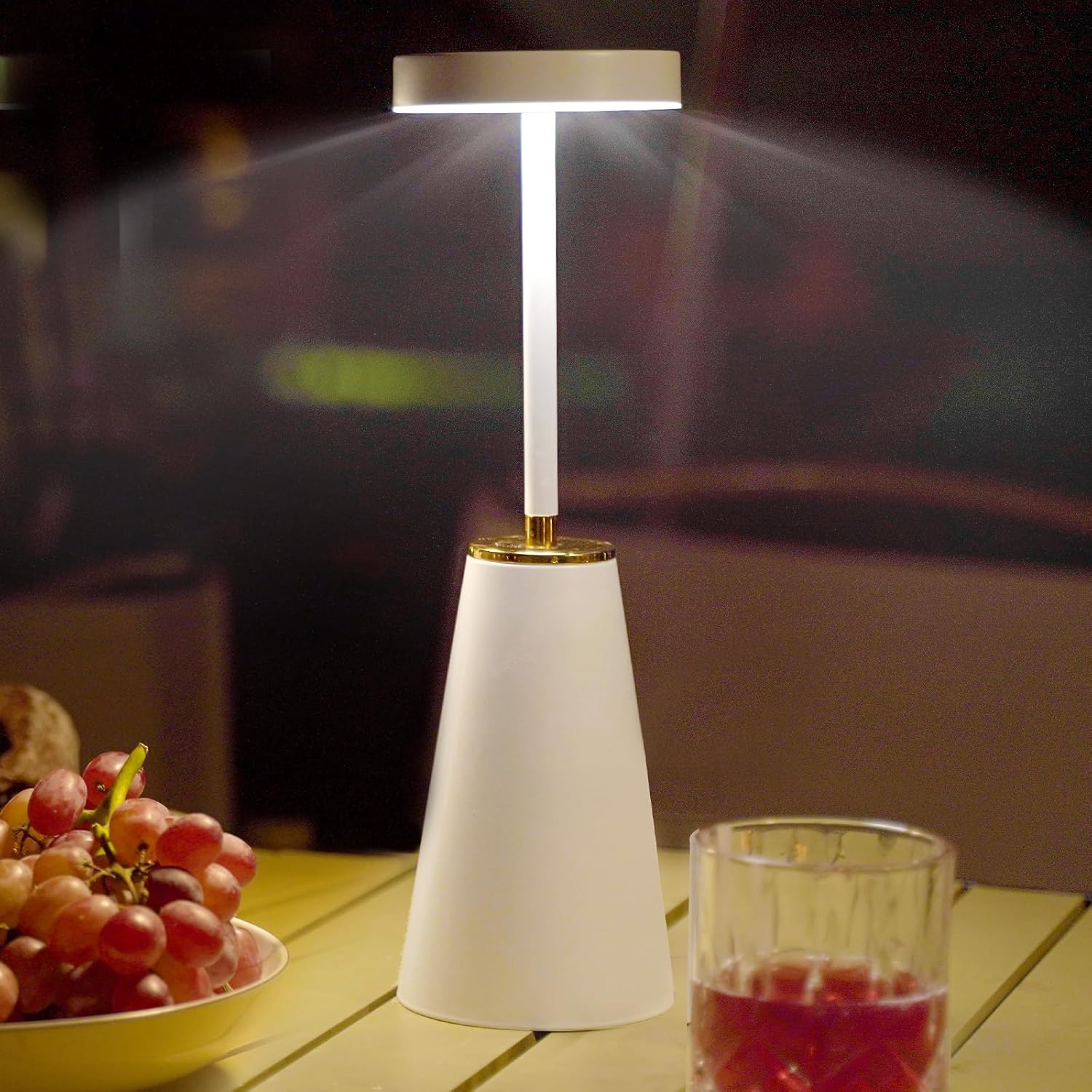 Bezprzewodowa lampa stołowa, dotykowa lampka biurkowa LED, lampki biurkowe na baterie, ściemnialne, ładowalne lampki nocne (biała)