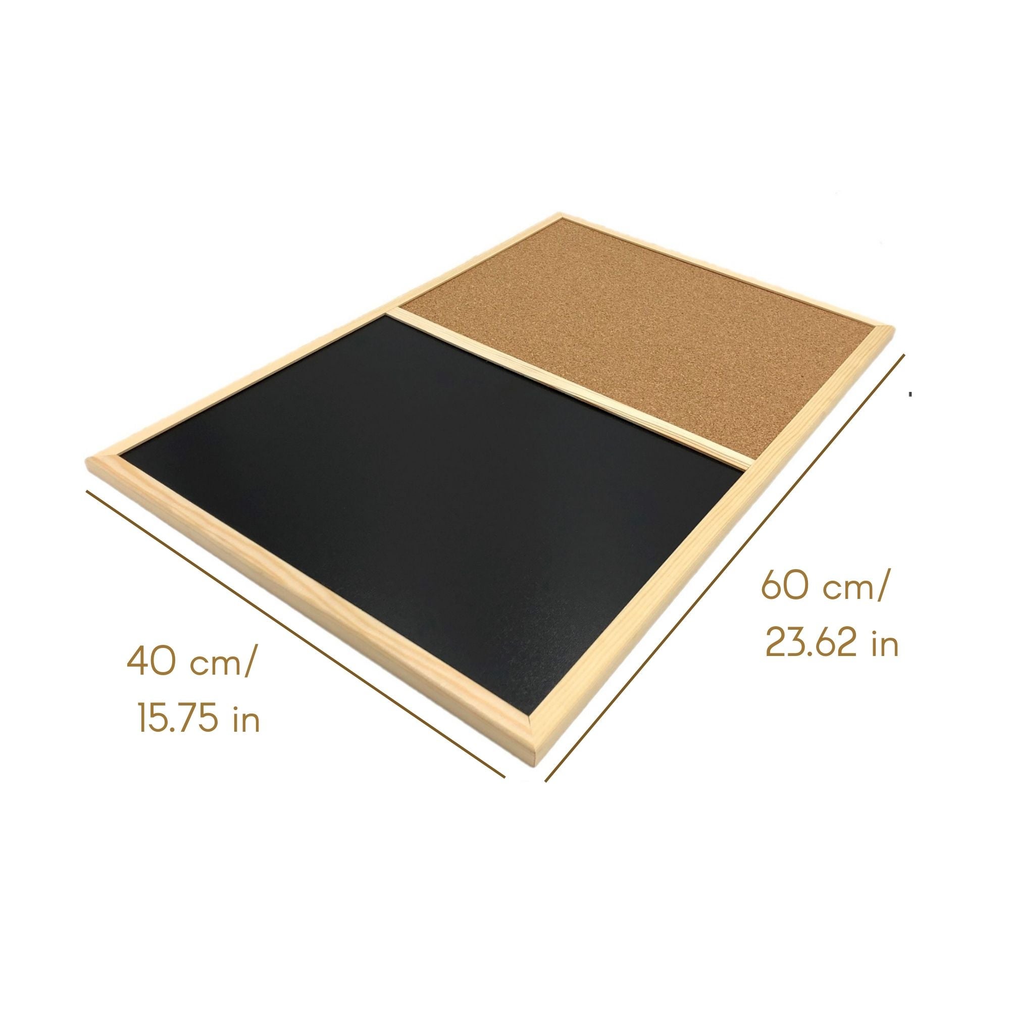 Navaris Tableau Combo Liège Ardoise - Tableau Mémo 60 X 40 Cm - Tableau Inscriptible Aimanté - Fourni Avec Craies, Punaises, Kit De Fixation