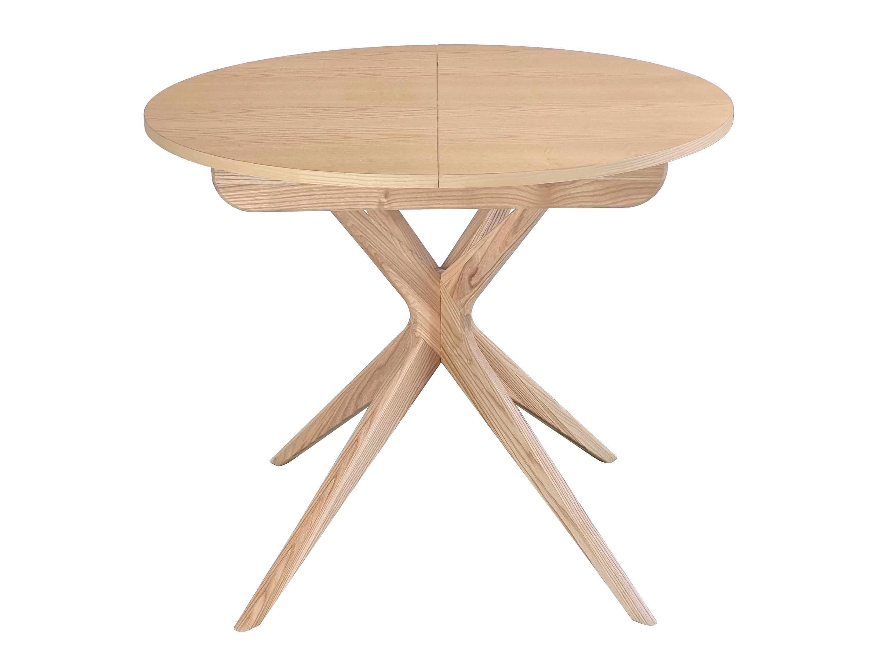 Petit table à manger ronde extensible Jubi, diamètre 90, plaqué frêne ...