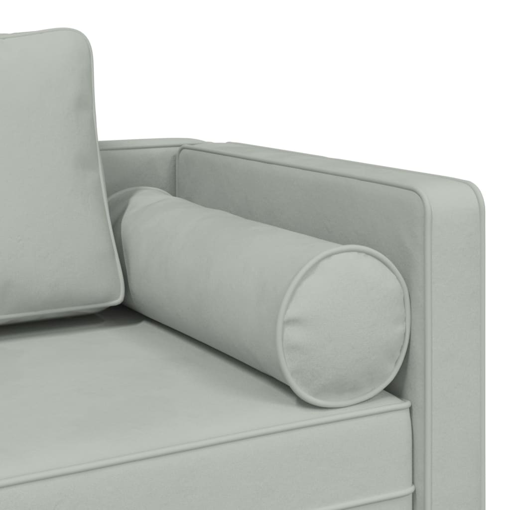 Chaise Longue con Cuscini Grigio Chiaro in Velluto vidaXL - 6
