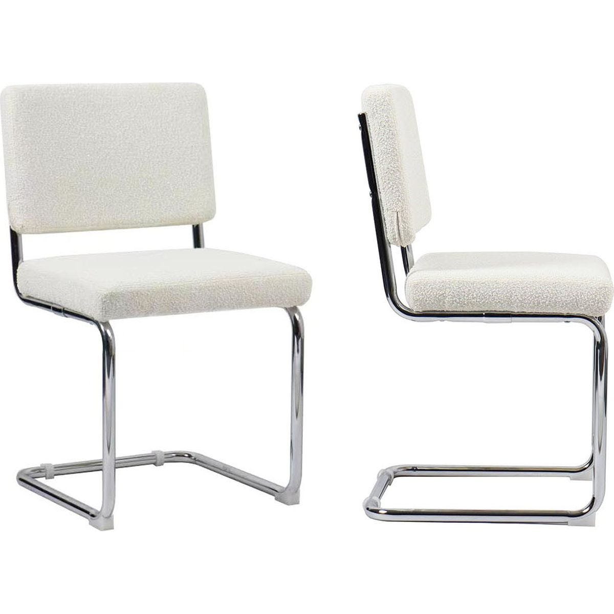 Lot De 2 Chaises En Tissu Boucl cru Et M tal Chrom Dulce Leroy lot-de-2-chaises-en-tissu-boucl-cru-et-m-tal-chrom-dulce-leroy