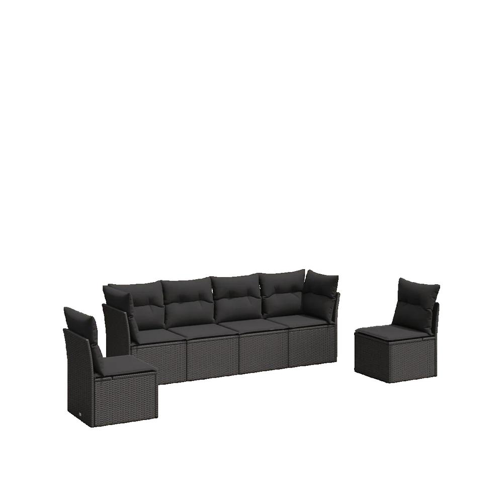 Zestaw mebli ogrodowych vidaXL 6 szt czarny rattan modułowy z przechowywaniem