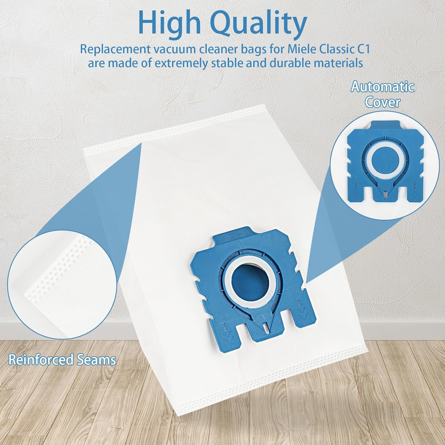 12 sztuk worków wymiennych 3D Airclean do odkurzacza Miele GN – kompatybilnych z Miele Classic C1 Complete C1 C2 C3 S2 S5 S8 S400 Series - 3