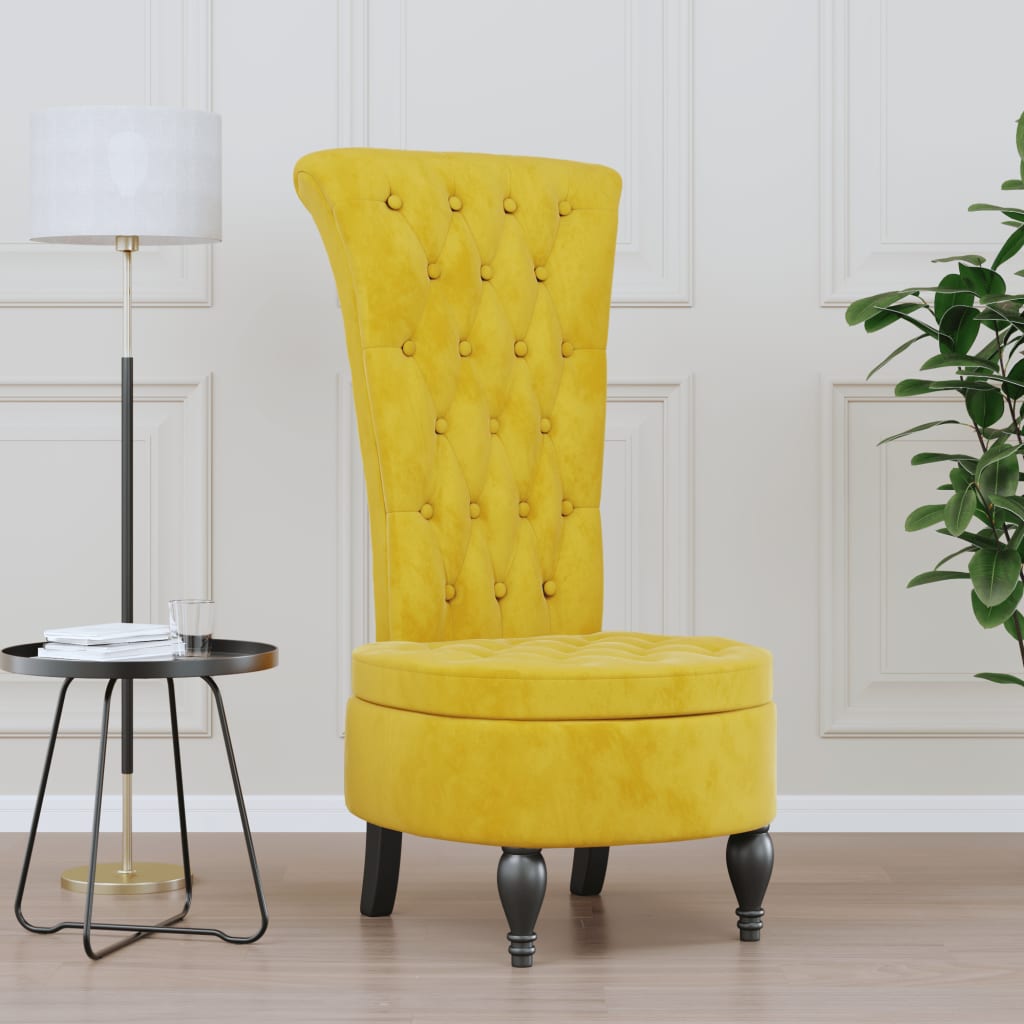 Design con bottoni per sedia con schienale alto in velluto giallo | Leroy Merlin
