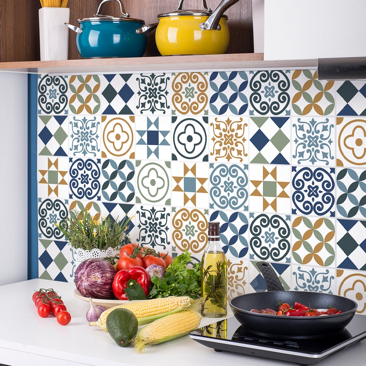 9 adesivi piastrelle azulejos nicolletta - Sticker adesivo - adesivi murali - 9stickers15x15cm - 3