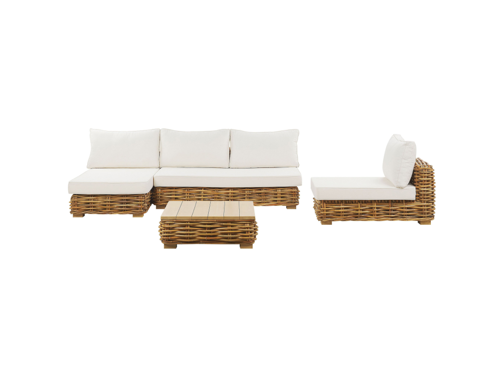 Salon bas de jardin en Rotin Marron 4 personnes - 6
