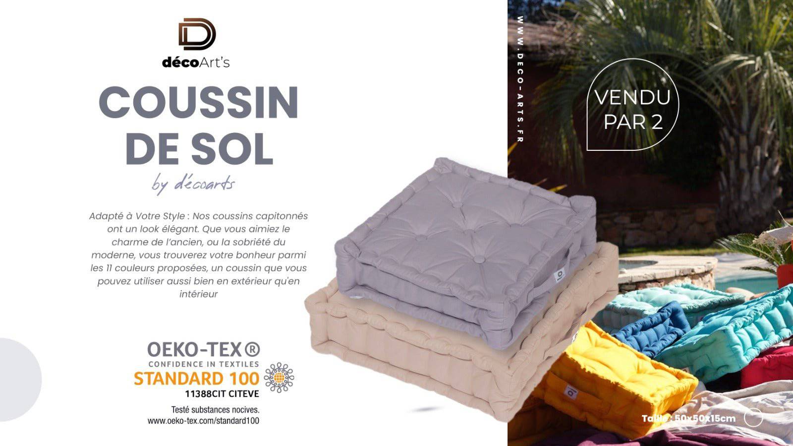 Coussin de sol lot de 2 - 50 x 50 cm Vert - 5